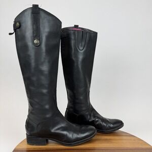 Womens Sam Edelman‎ Penny Knee High Black Leather Casual Riding Boots Size 6 M